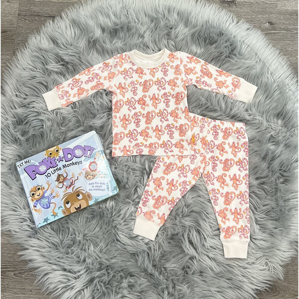 Masalakids Organic Monkey‎ Madness Pajama Set 6/12month